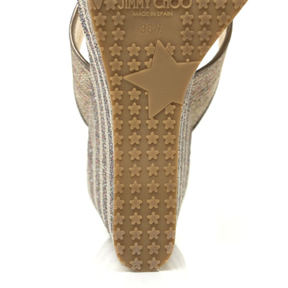 Jimmy Choo Metallic Raffia Wedge Sandals 38.5 Multicolor 9 of 11