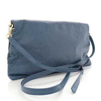 Balenciaga Agneau Giant 12 Gold Hardware Envelope Strap Clutch Bleu Persan 4 of 13