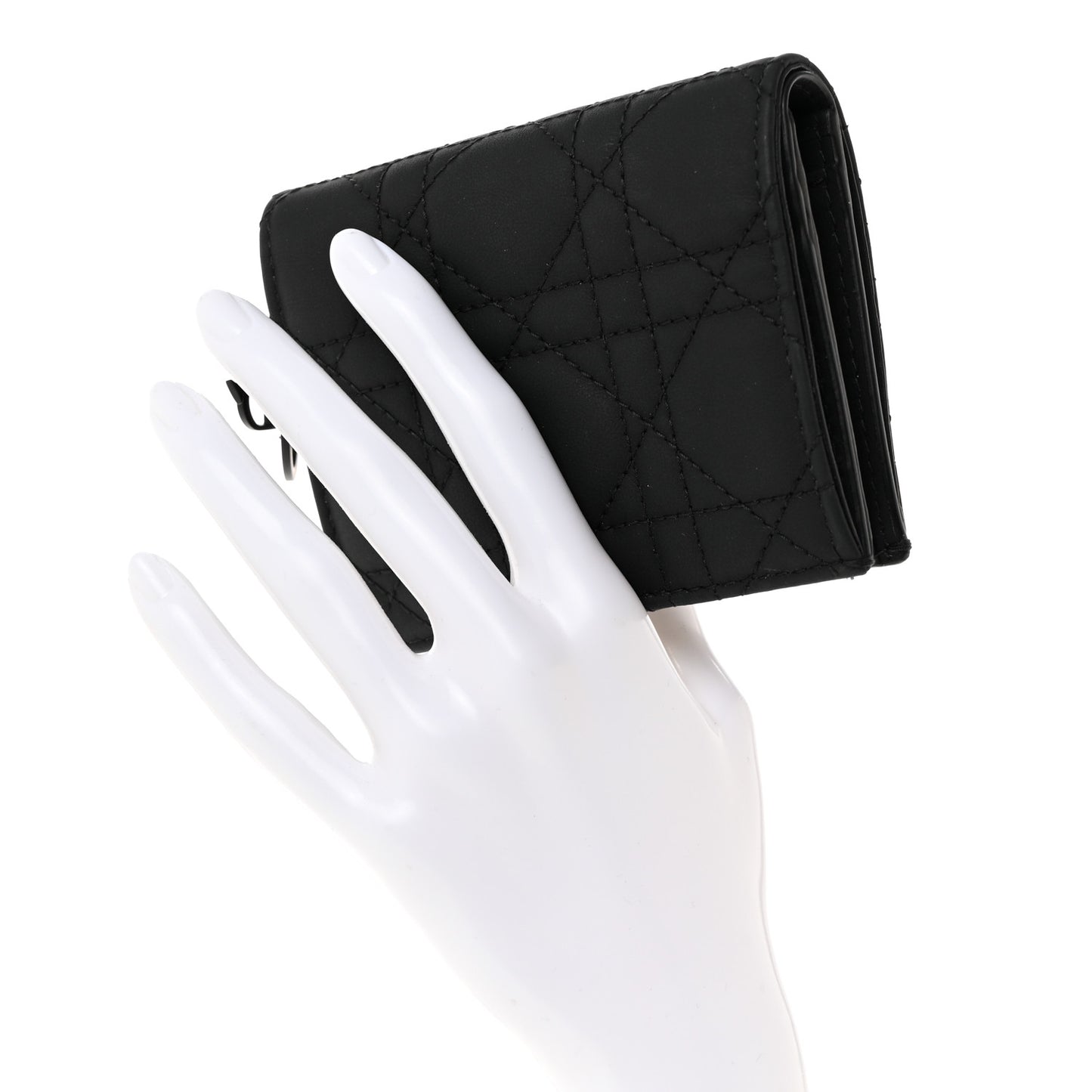 Ultra Matte Calfskin Small Lady Dior Flap Card Holder Black