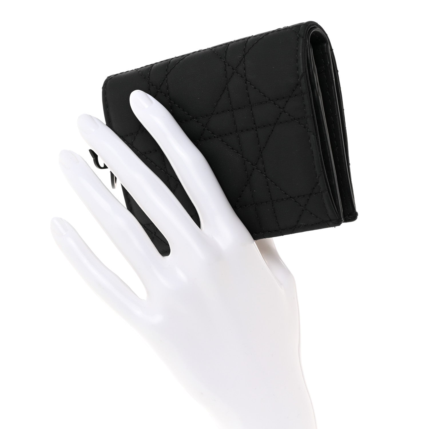 Christian Dior Ultra Matte Calfskin Small Lady Dior Flap Card Holder Black 2 of 8