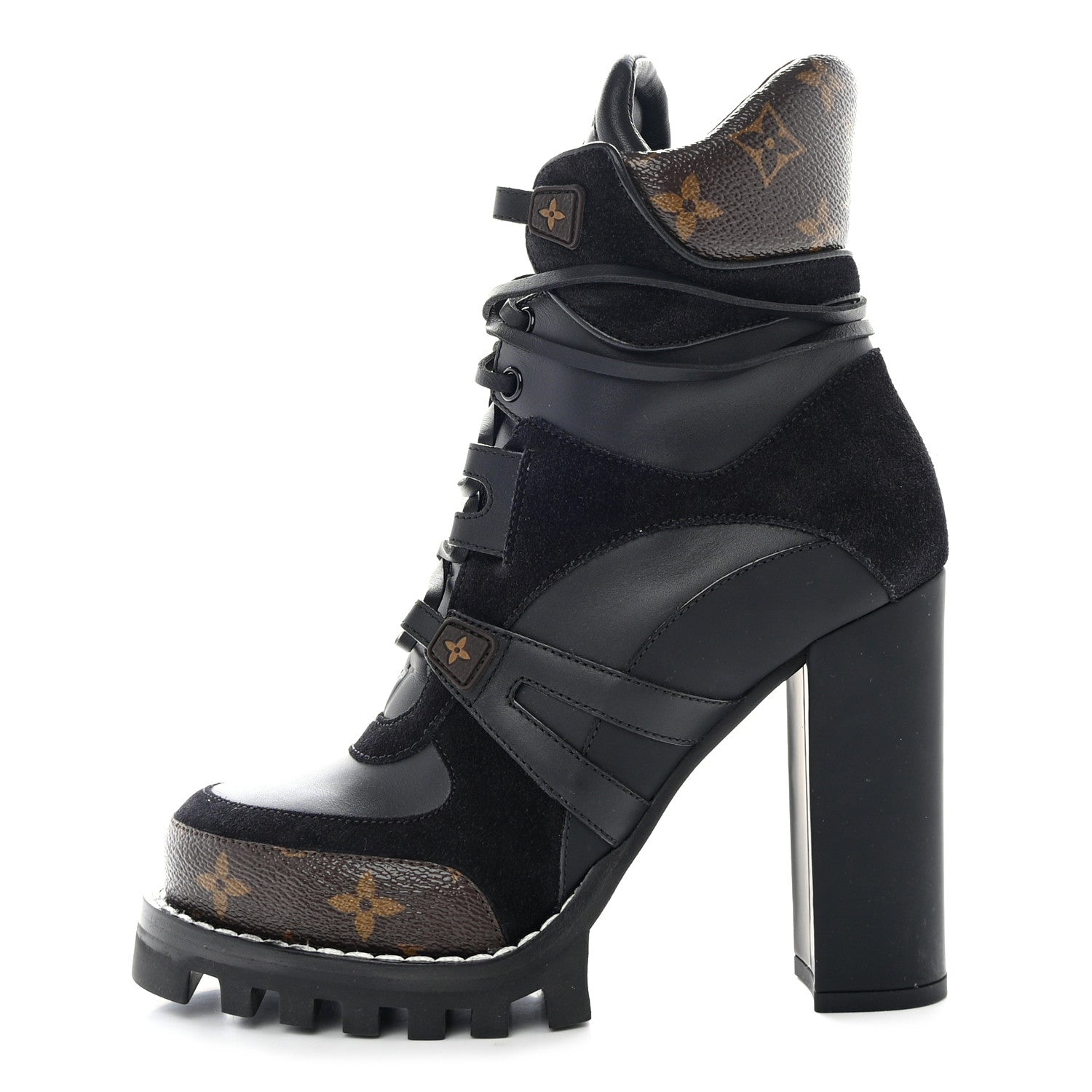 Louis Vuitton LOUIS VUITTON Suede Calfskin Monogram Star Trail Ankle Boots 38 Black 1 of 7
