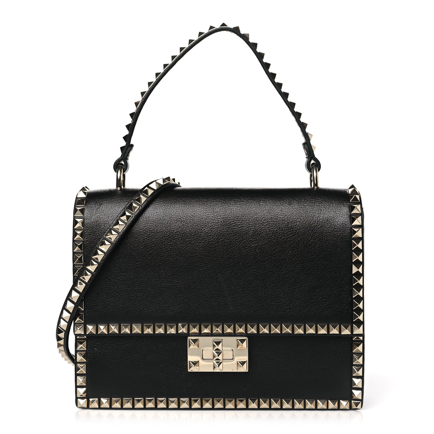 Valentino Garavani Buffalo Rockstud No Limit Top Handle Bag Black 1 of 10