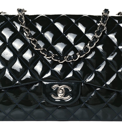 Chanel Patent Quilted Jumbo Single Flap Navy 9 of 18