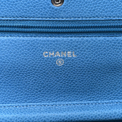 Chanel Iridescent Caviar Quilted Wallet on Chain WOC Blue 6 of 13