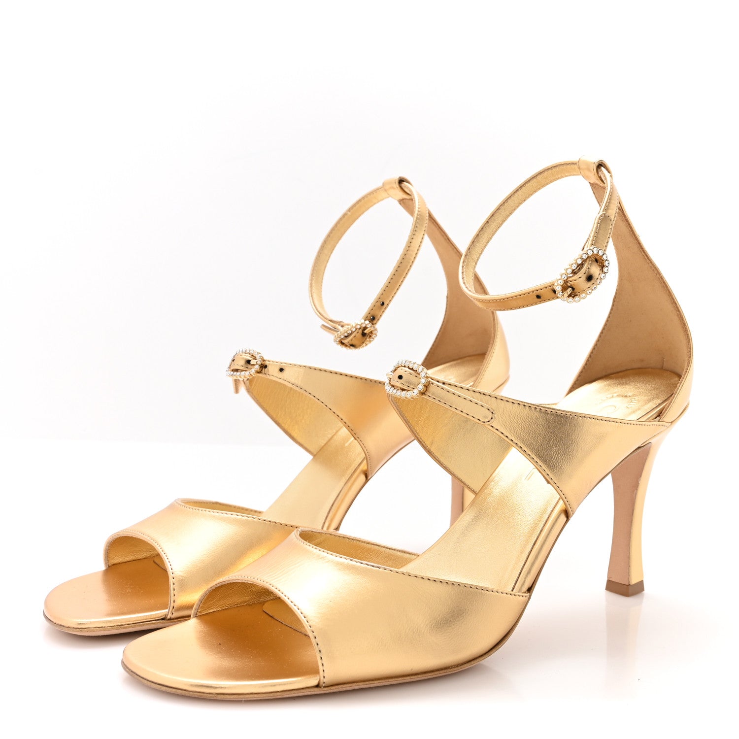 シャネル　サンダルブーティ　ゴールド Chanel 26S Golden Gold Cracked Leather XL CC Logo Mules Slides