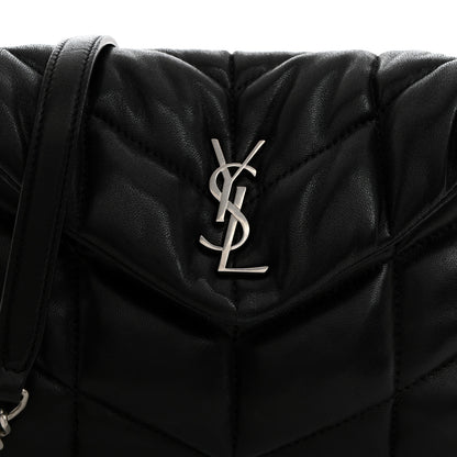 Saint Laurent Lambskin Quilted Toy Loulou Puffer Monogram Chain Satchel Black 9 of 16