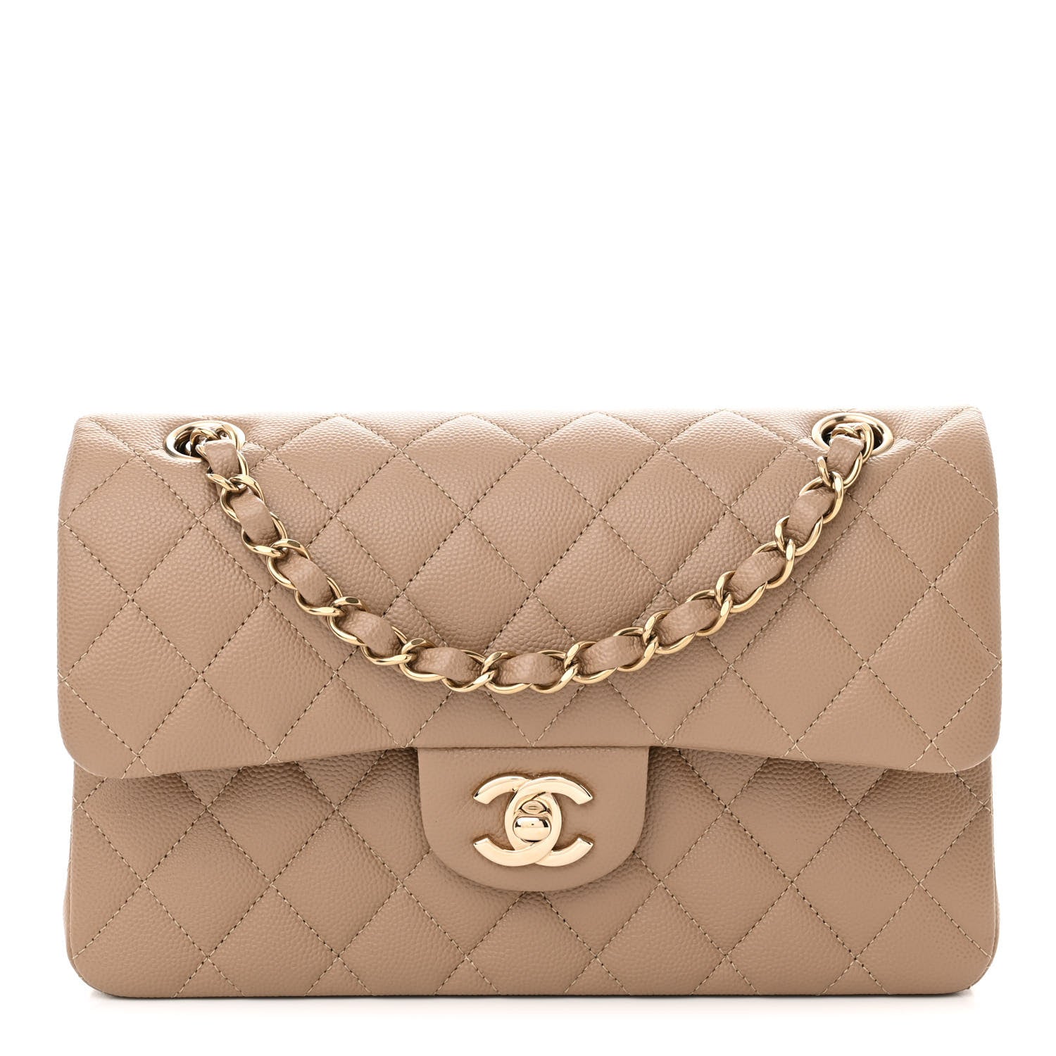 Chanel Caviar Quilted Small Double Flap Dark Beige 1 of 12