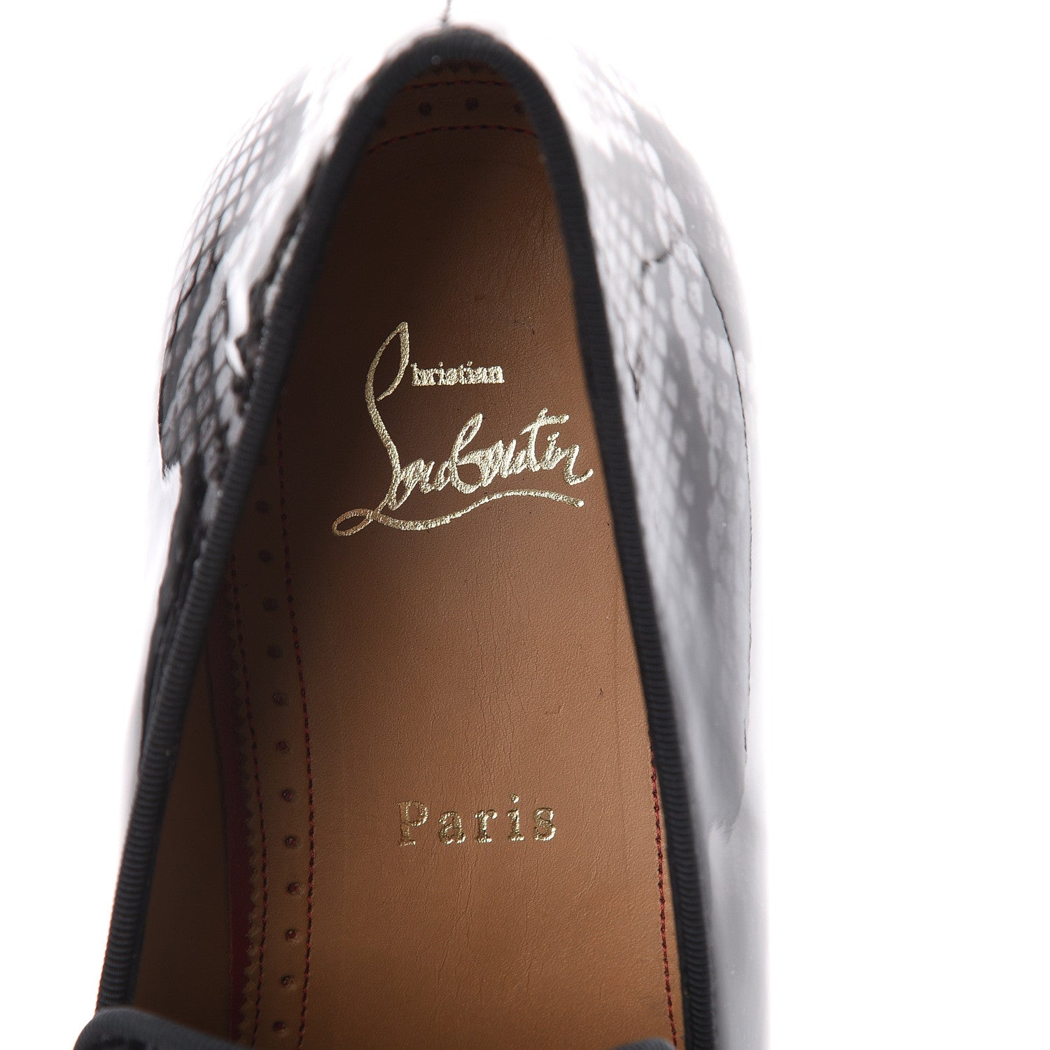 Christian Louboutin Patent Degrade Snakeskin Printed Mens Dandelion Flat Loafers 41 Black Roccia 5 of 7