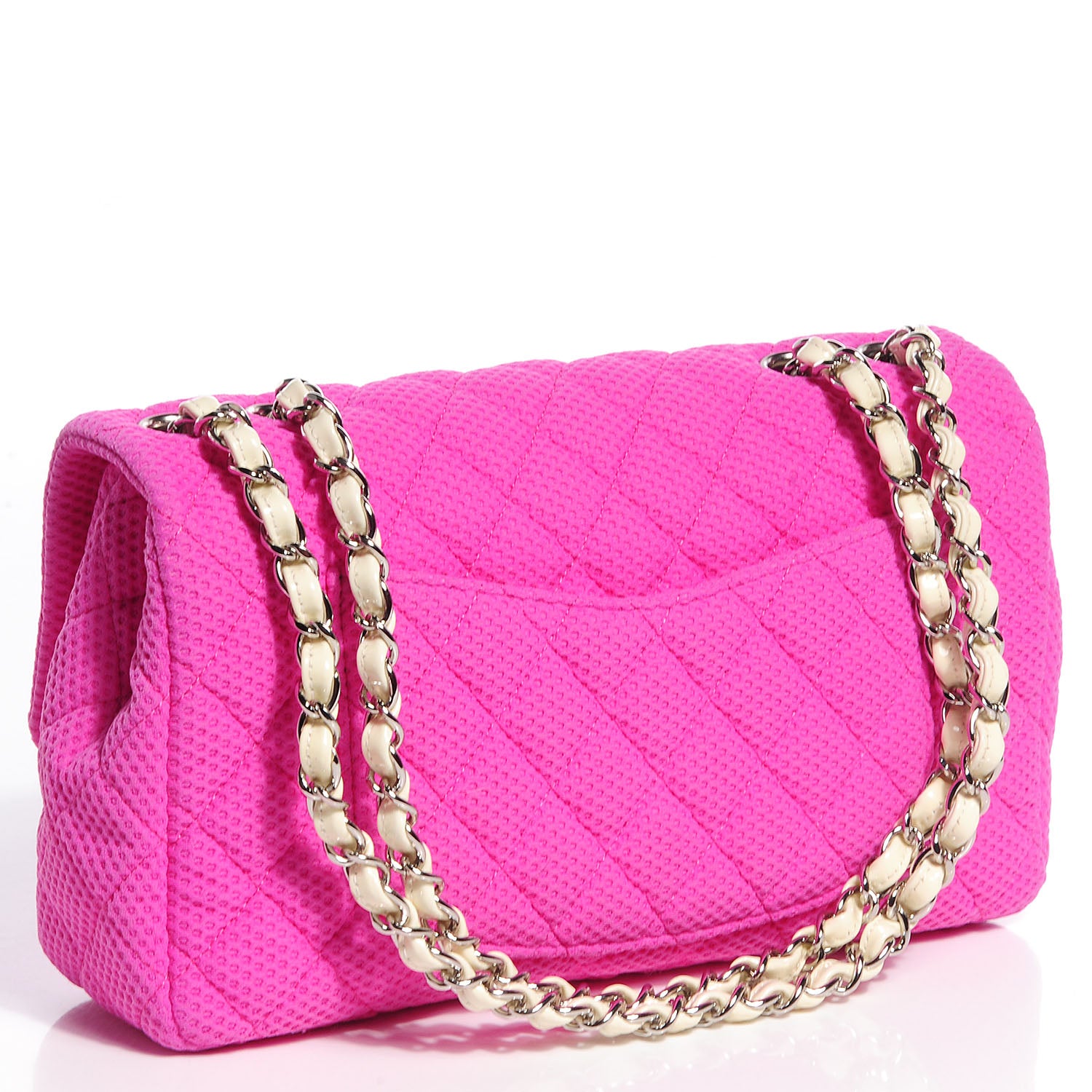 Chanel Neoprene Quilted Medium Single Flap Pink 3 of 8