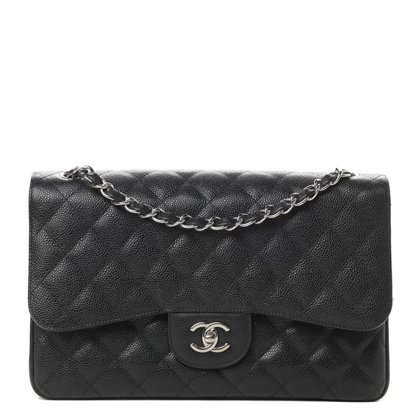 Caviar Quilted Jumbo Double Flap Black