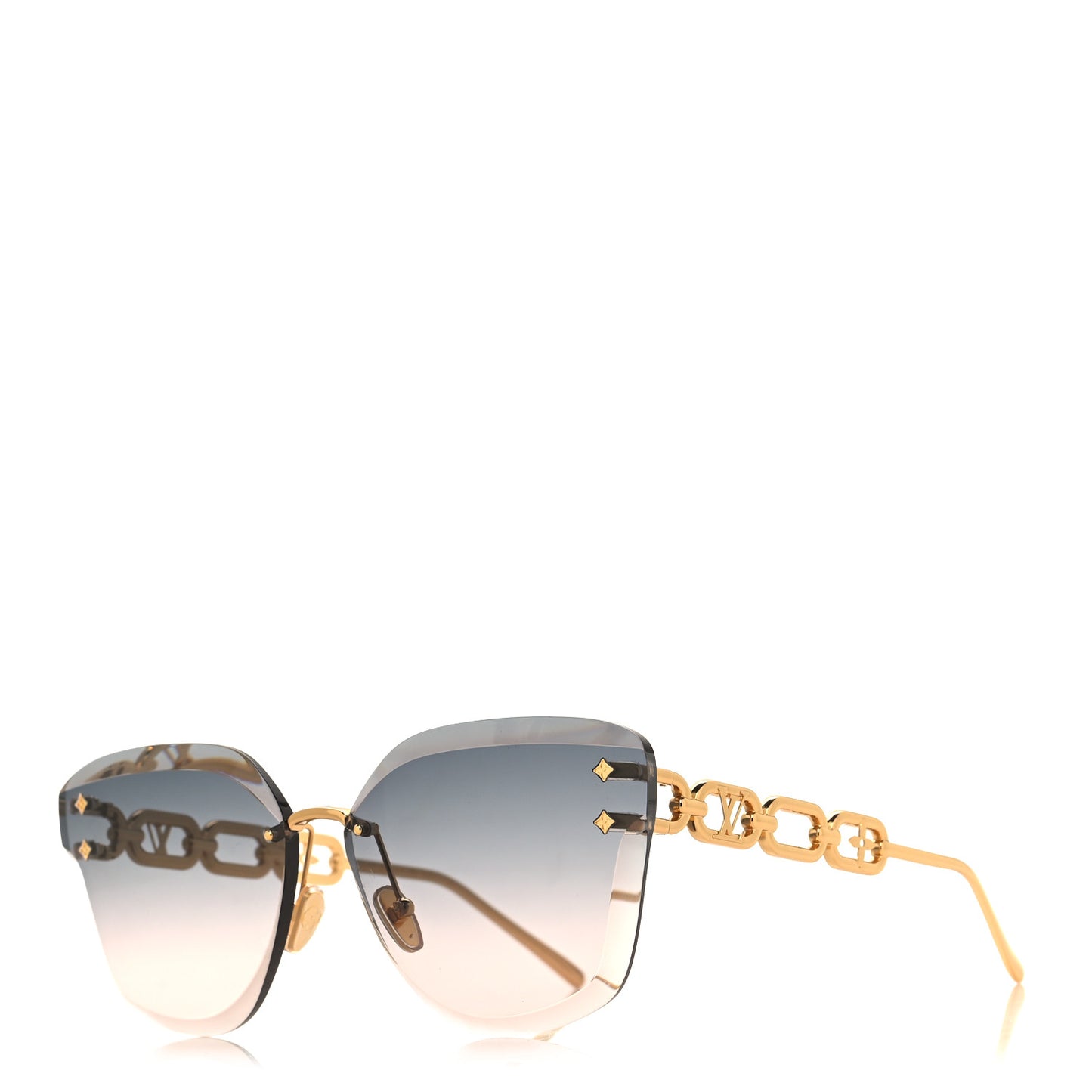 Metal Rimless LV Jewel Cat Eye Sunglasses Z1626U Gradient Blue