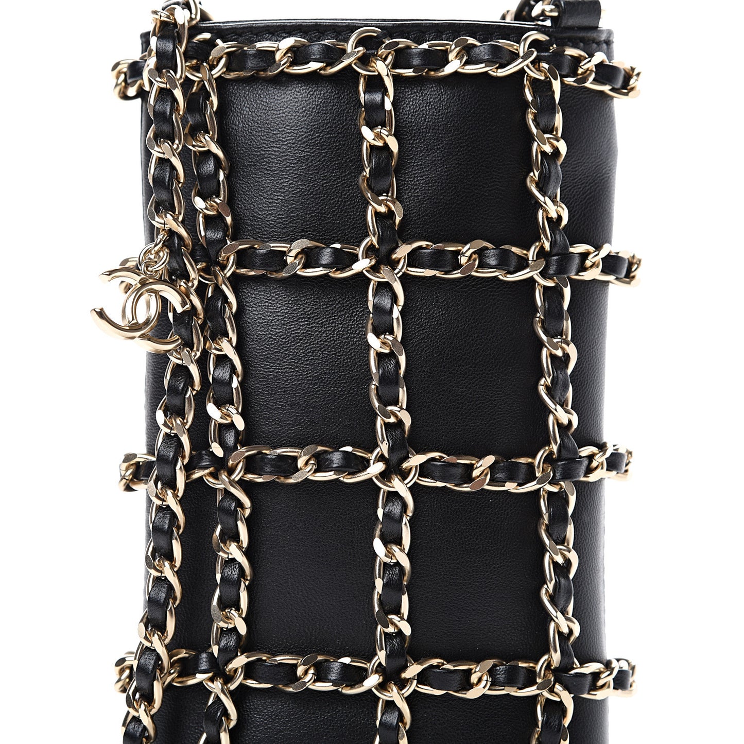 Lambskin Tech Me Out Clutch With Chain Black