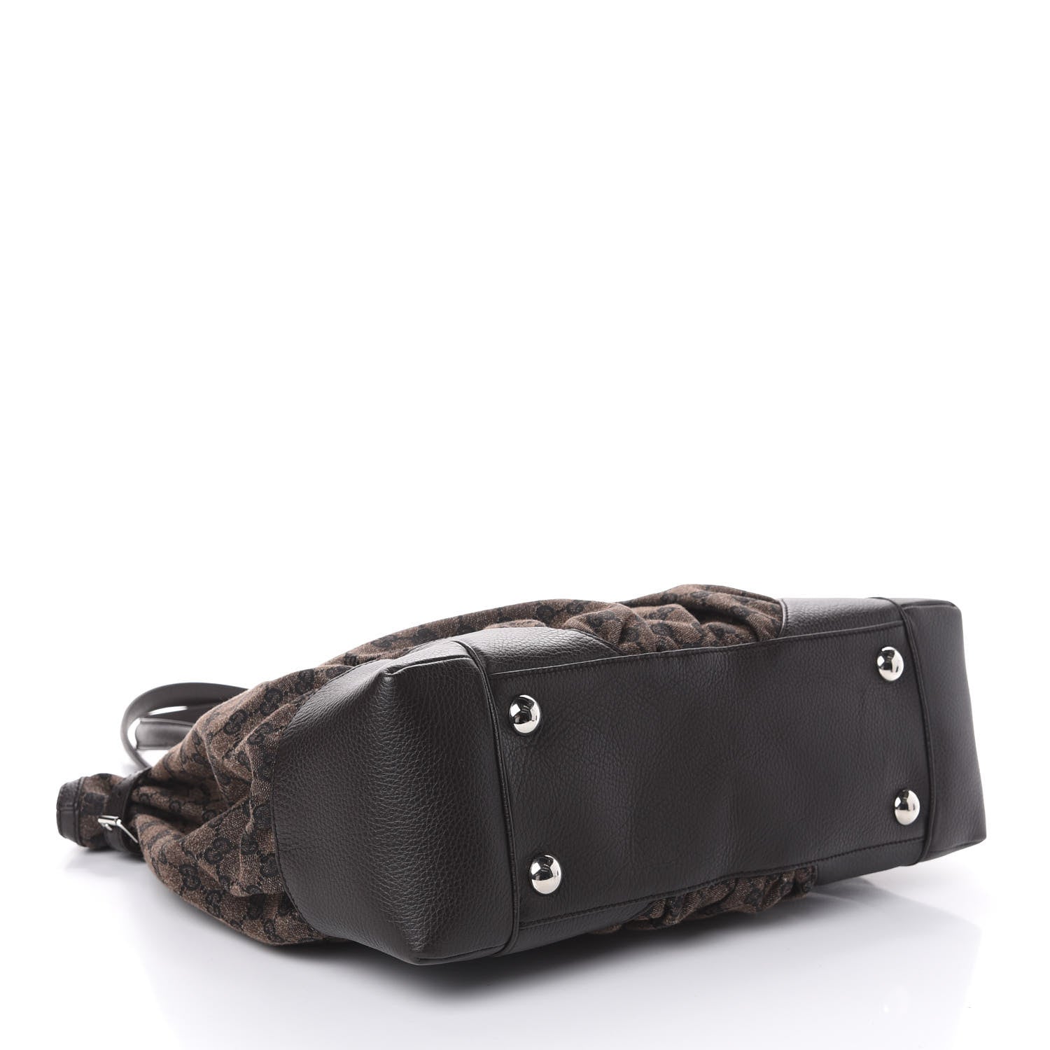 Gucci Denim Monogram Full Moon Tote Dark Brown 4 of 9