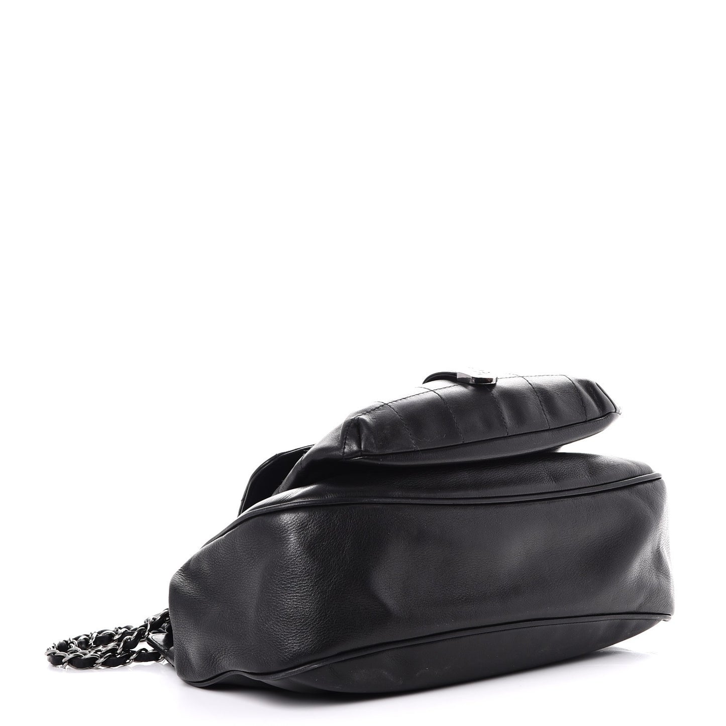 Lambskin Quilted Mademoiselle Shoulder Bag Black