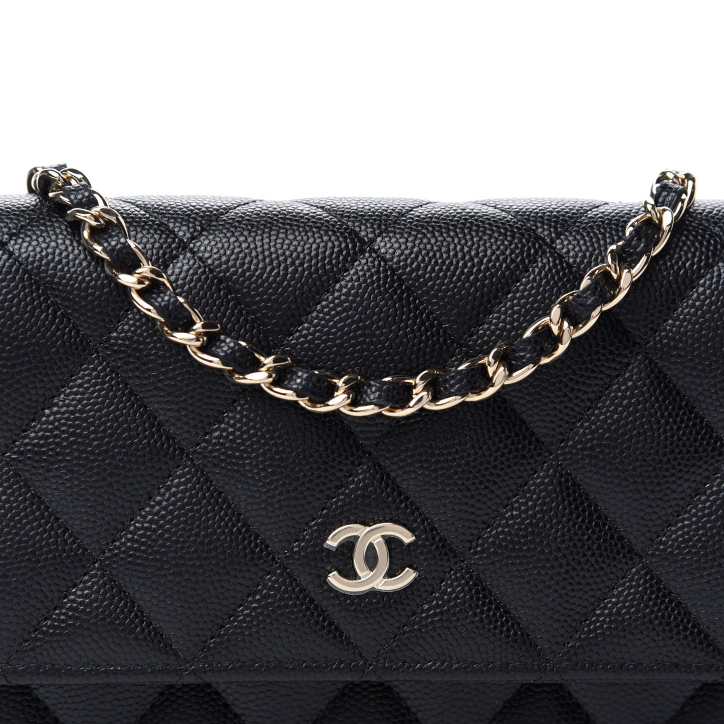 Caviar Quilted Mini Wallet On Chain WOC Black