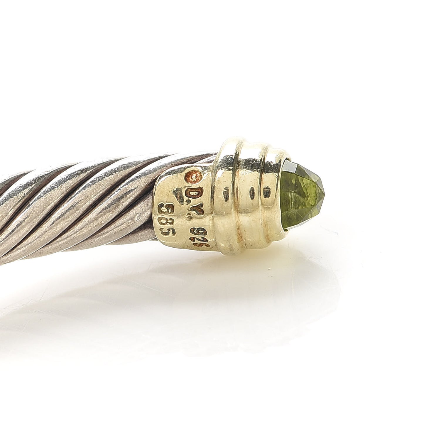 Sterling Silver 14K Yellow Gold Peridot 5mm Cable Classics Petite Color Bracelet