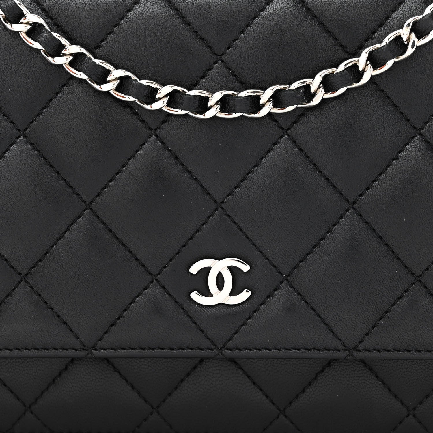 Chanel Lambskin Quilted Wallet On Chain WOC Black 9 of 12