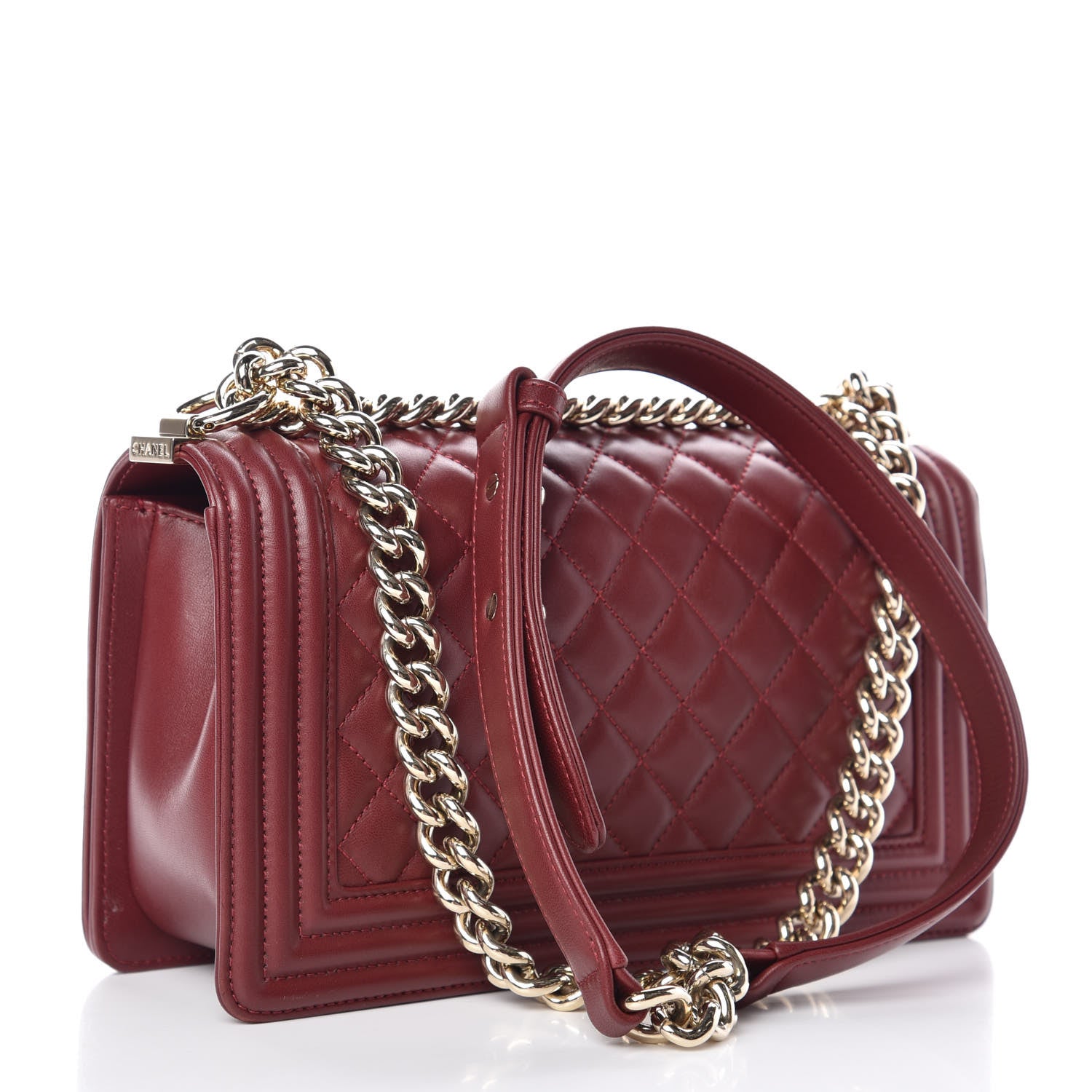 Chanel Lambskin Quilted Medium Boy Flap Burgundy 3 of 13