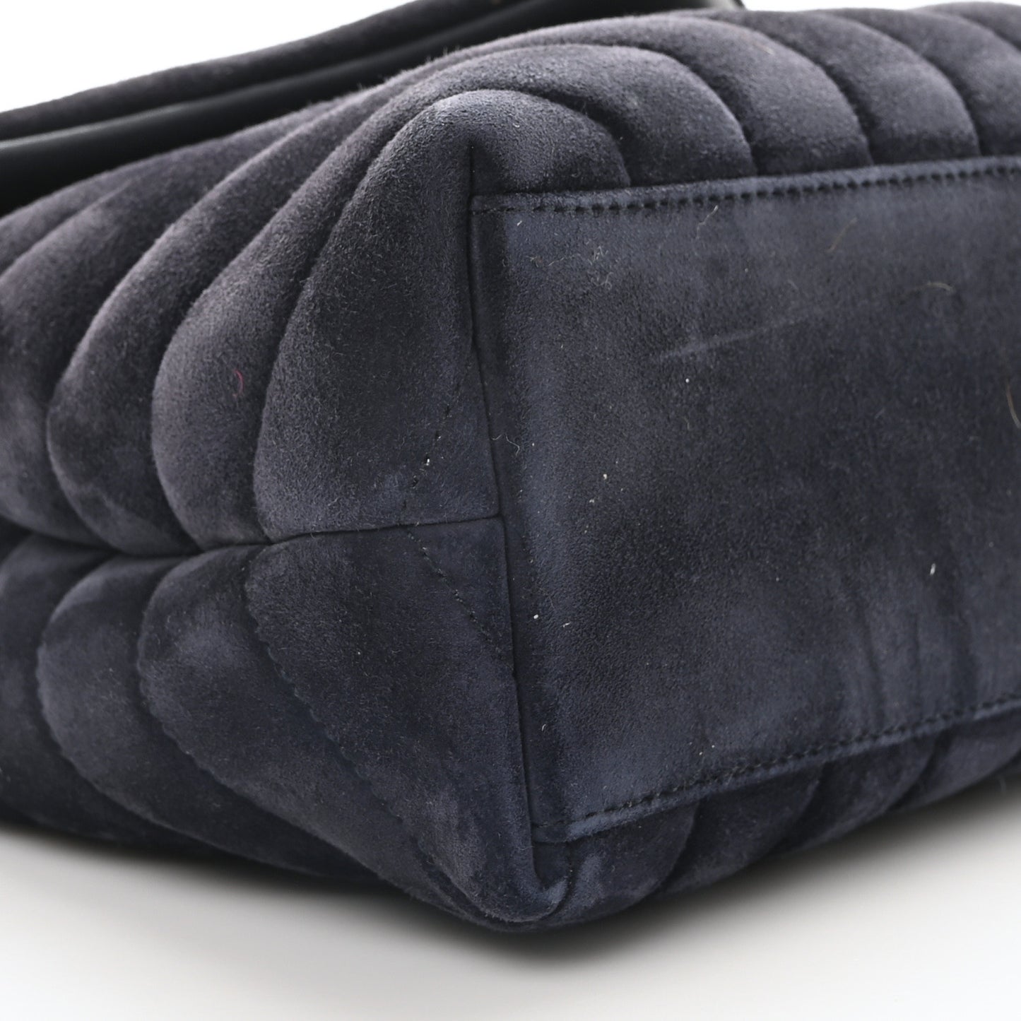 Suede Calfskin Y Quilted Monogram Small Loulou Chain Satchel Deep Marine