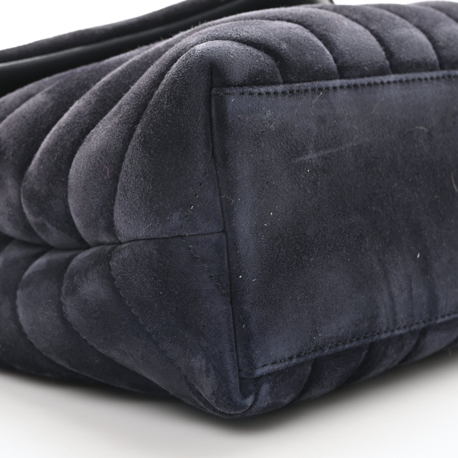 Saint Laurent Suede Calfskin Y Quilted Monogram Small Loulou Chain Satchel Deep Marine 8 of 9