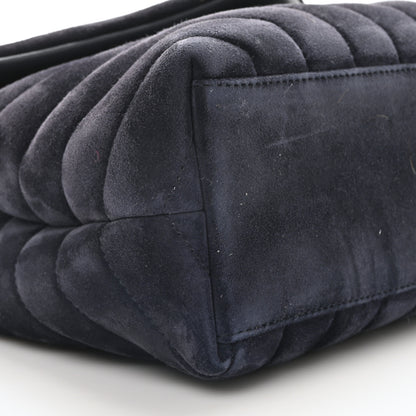 Saint Laurent Suede Calfskin Y Quilted Monogram Small Loulou Chain Satchel Deep Marine 8 of 9