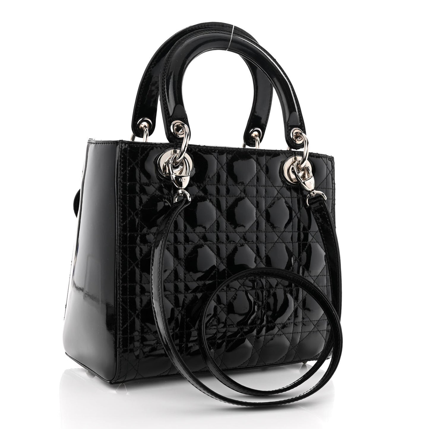Patent Cannage Medium Lady Dior Black