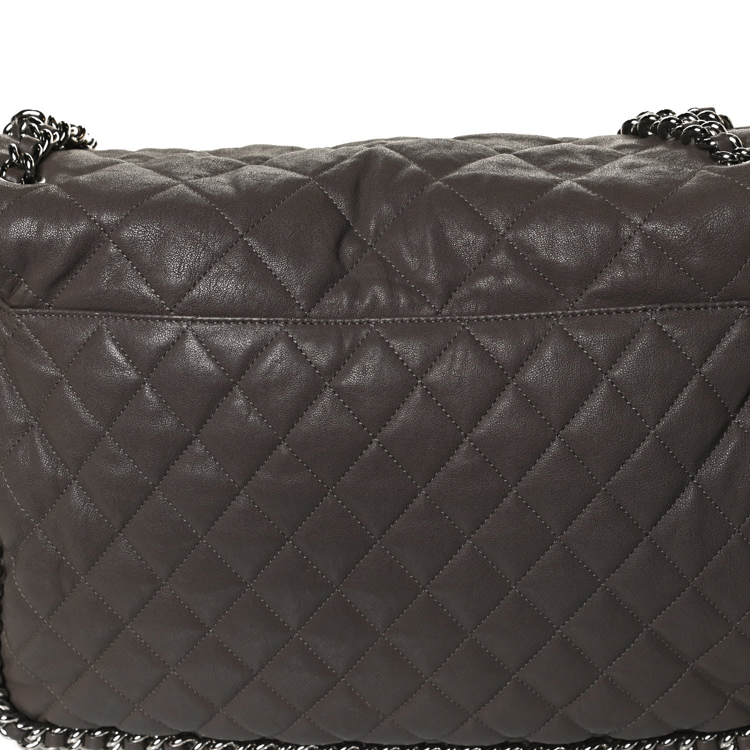 Chanel Washed Lambskin Quilted Chain Around Maxi Flap Taupe 12 of 13