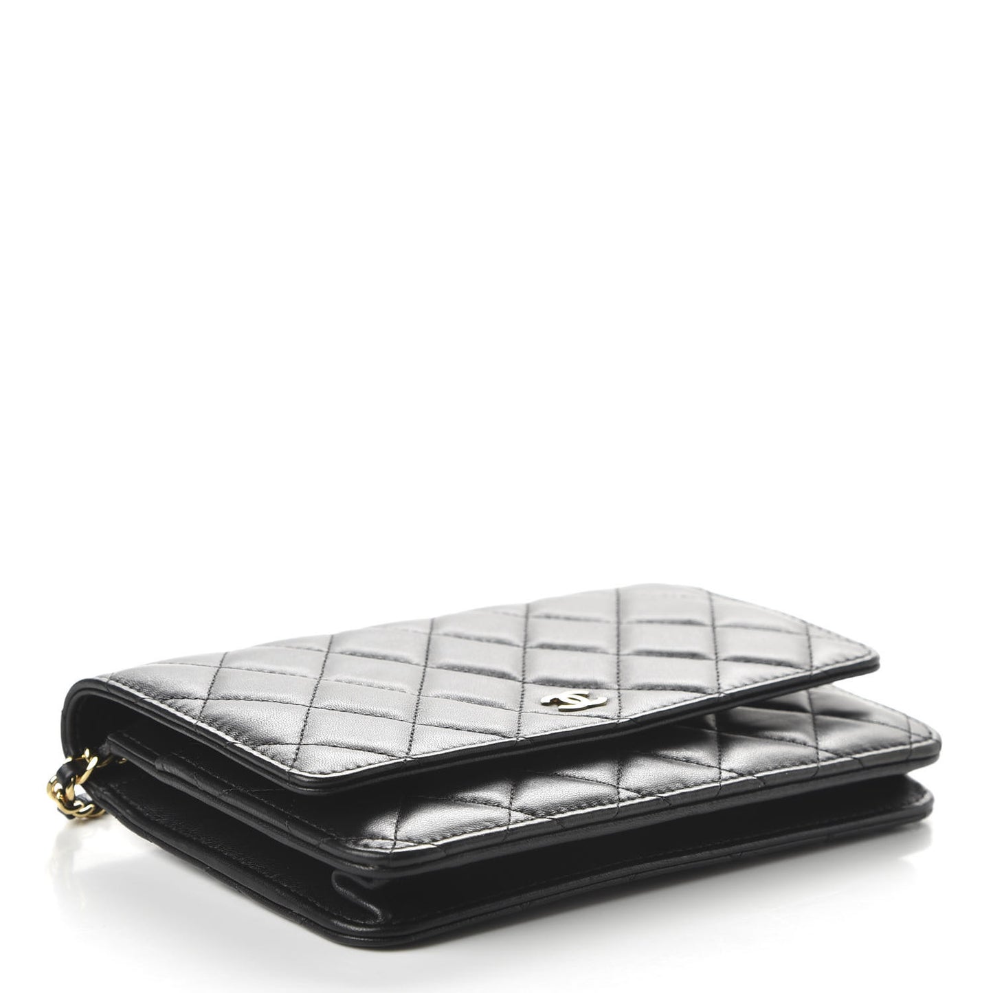 Lambskin Quilted Wallet On Chain WOC Black