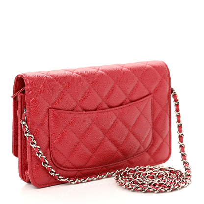 Chanel Caviar Quilted Wallet On Chain WOC Red 3 of 12