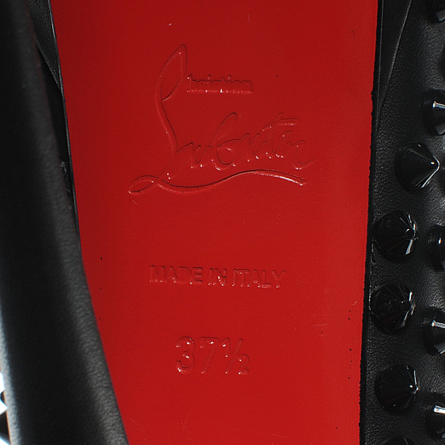 Calfskin Lady Peep Spikes VIP 150 Pumps 37.5 Black