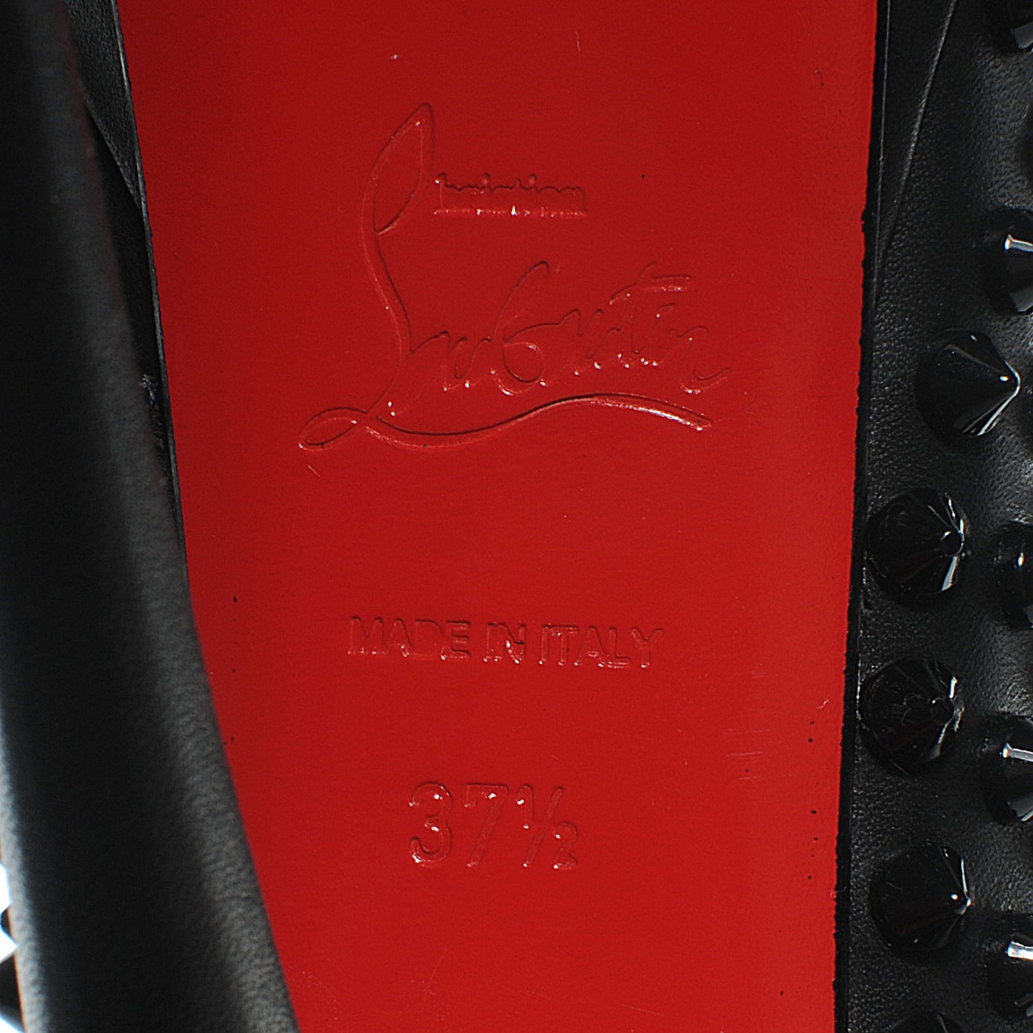 Christian Louboutin Calfskin Lady Peep Spikes VIP 150 Pumps 37.5 Black 6 of 6