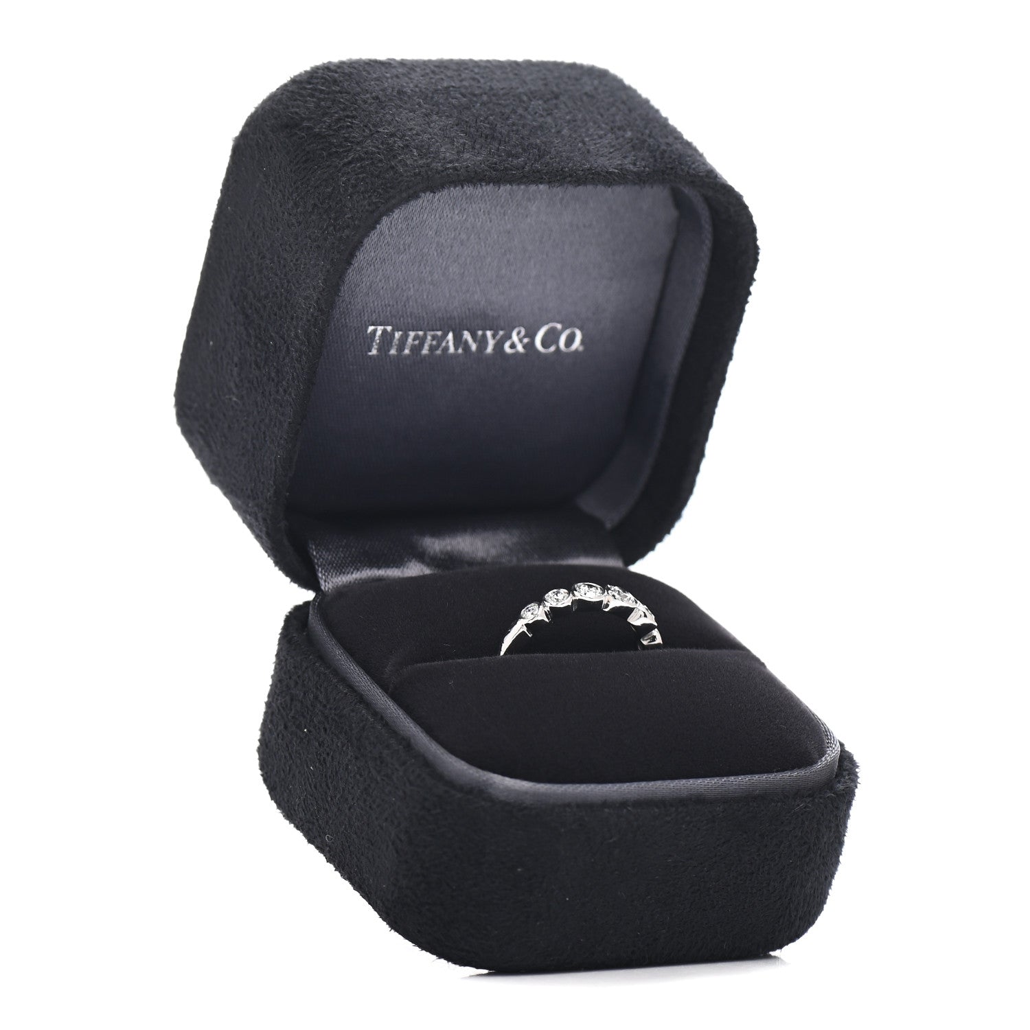 Tiffany Platinum Diamond Jazz Graduated Band Ring 49 4.75 5 of 5