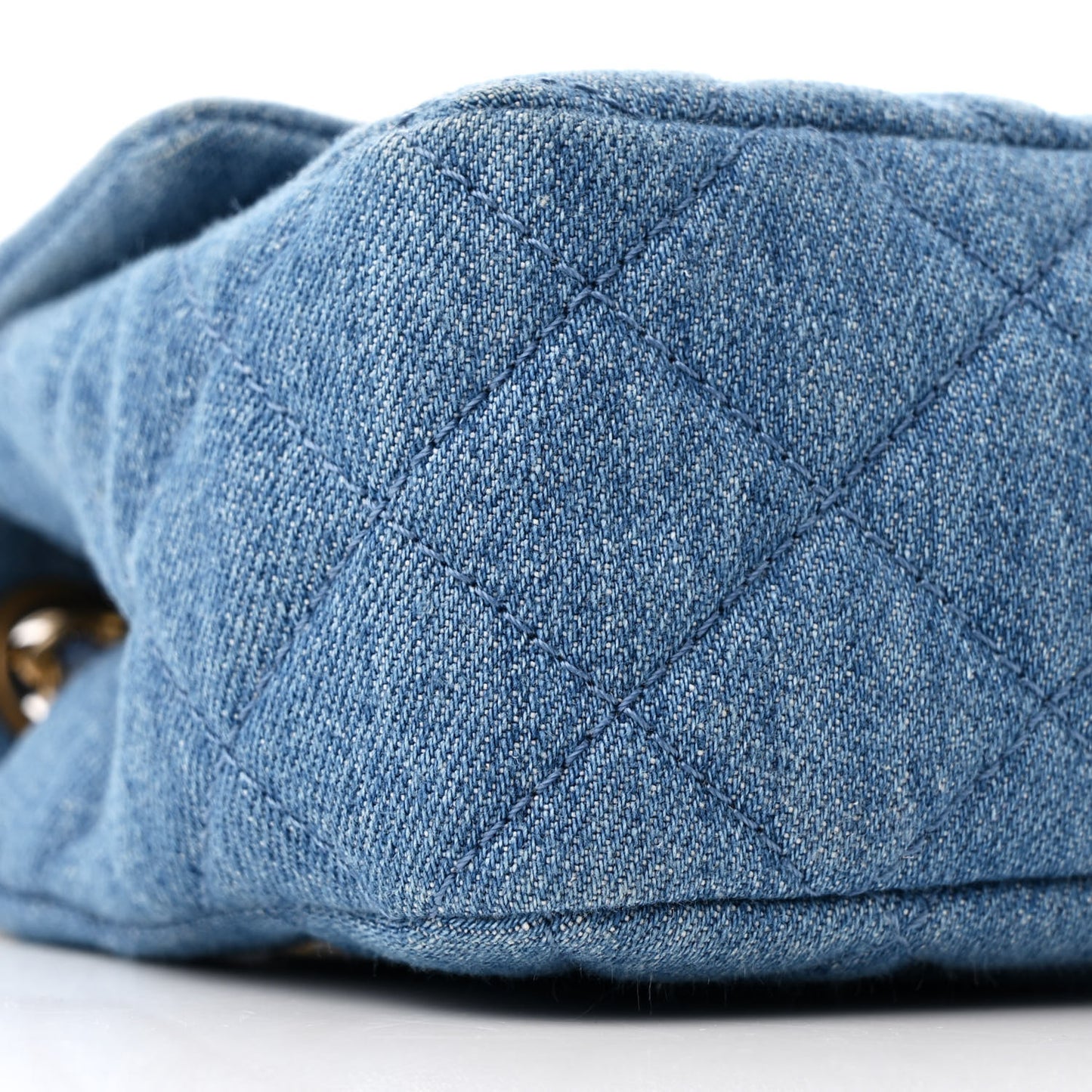 Denim Quilted Mini Pearl Crush Rectangular Flap Blue