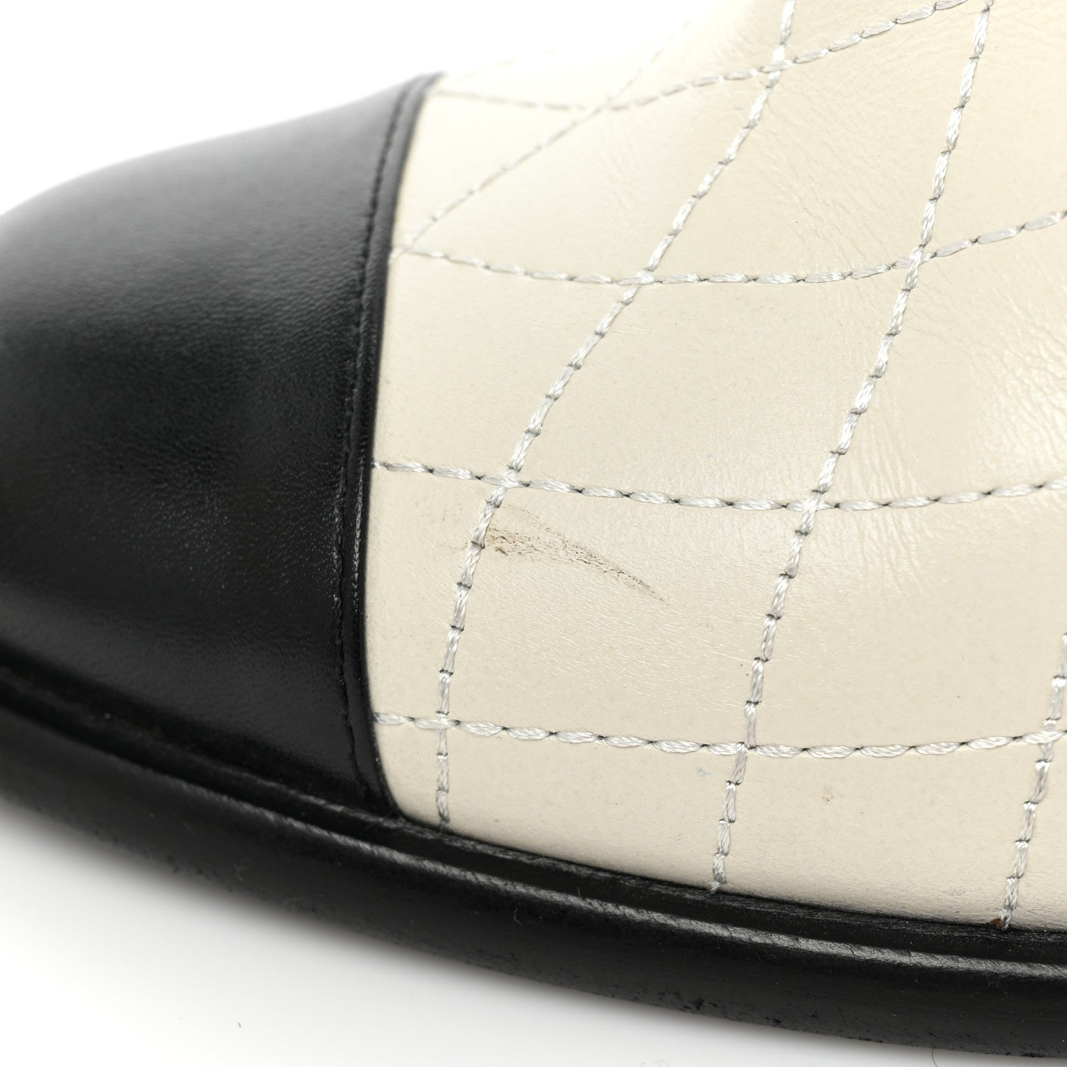 Chanel Calfskin Quilted Cap Toe Boots 37.5 White Black 9 of 12