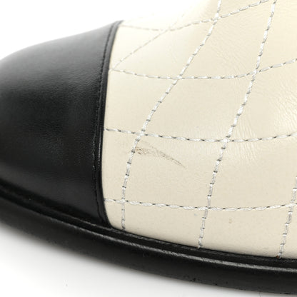 Chanel Calfskin Quilted Cap Toe Boots 37.5 White Black 9 of 12
