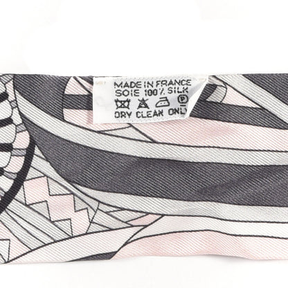 Hermes Silk Les Flots Du Cheval Twilly Gris Rose Pale Black 5 of 5