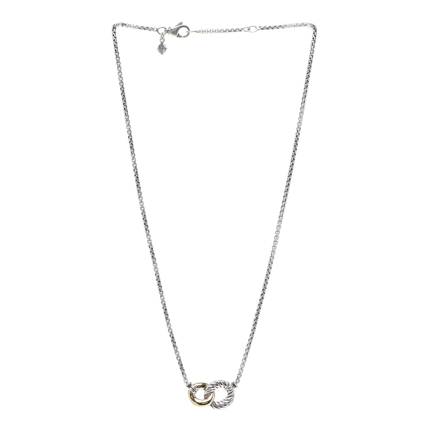 David Yurman Sterling Silver 18K Yellow Gold Belmont Pendant Necklace 3 of 5