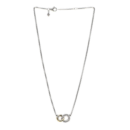 David Yurman Sterling Silver 18K Yellow Gold Belmont Pendant Necklace 3 of 5