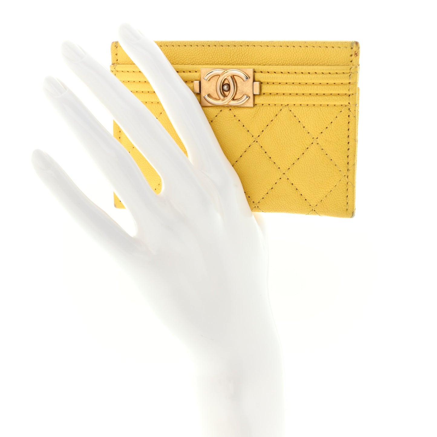 Caviar Quilted Boy Card Holder Yellow
