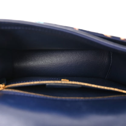 Salvatore Ferragamo Calfskin Quilted Floral Printed Gancini Flap Bag Blue Multicolor 5 of 11