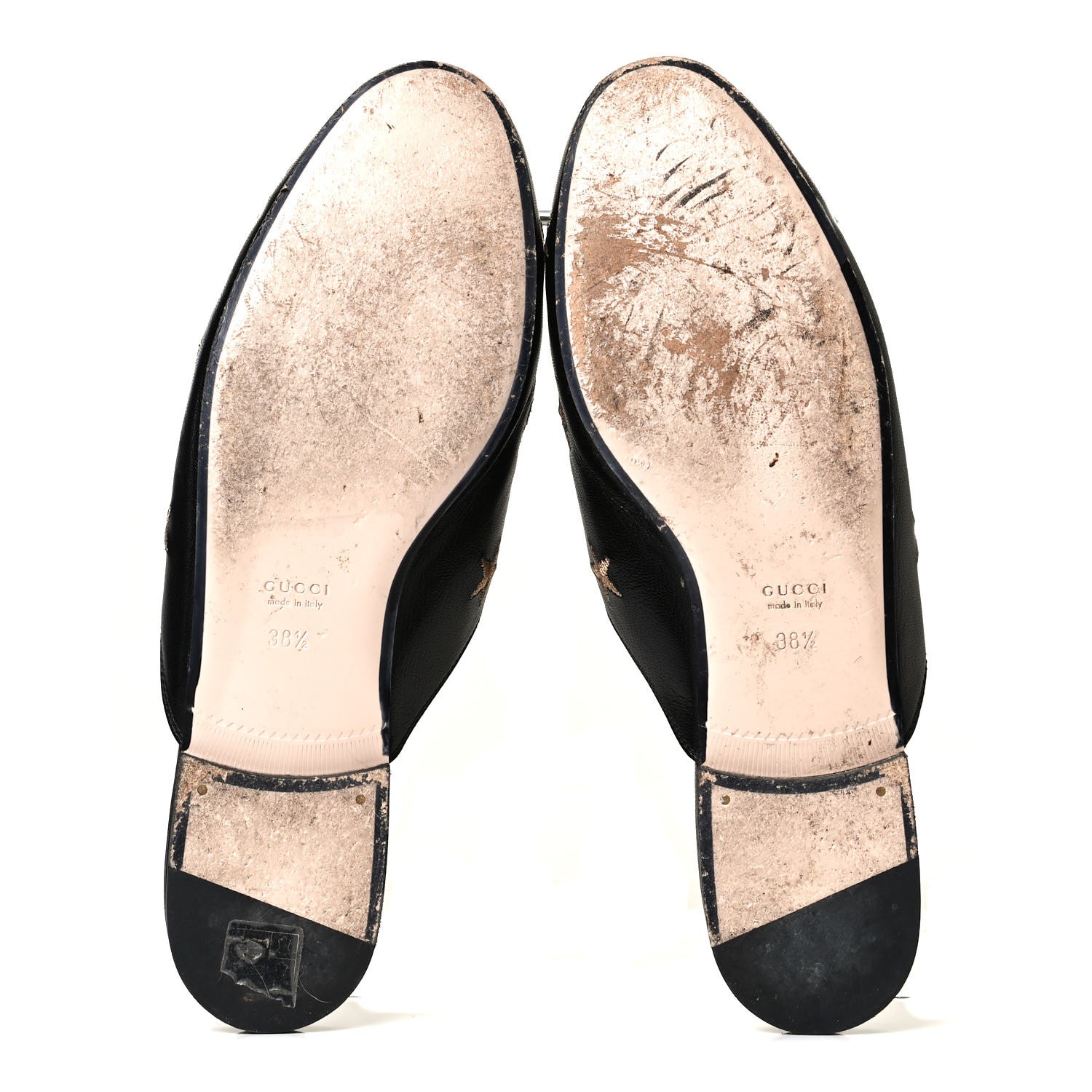 Gucci Goatskin Bee Star Embroidered Womens Princetown Slippers 38.5 Black 7 of 10