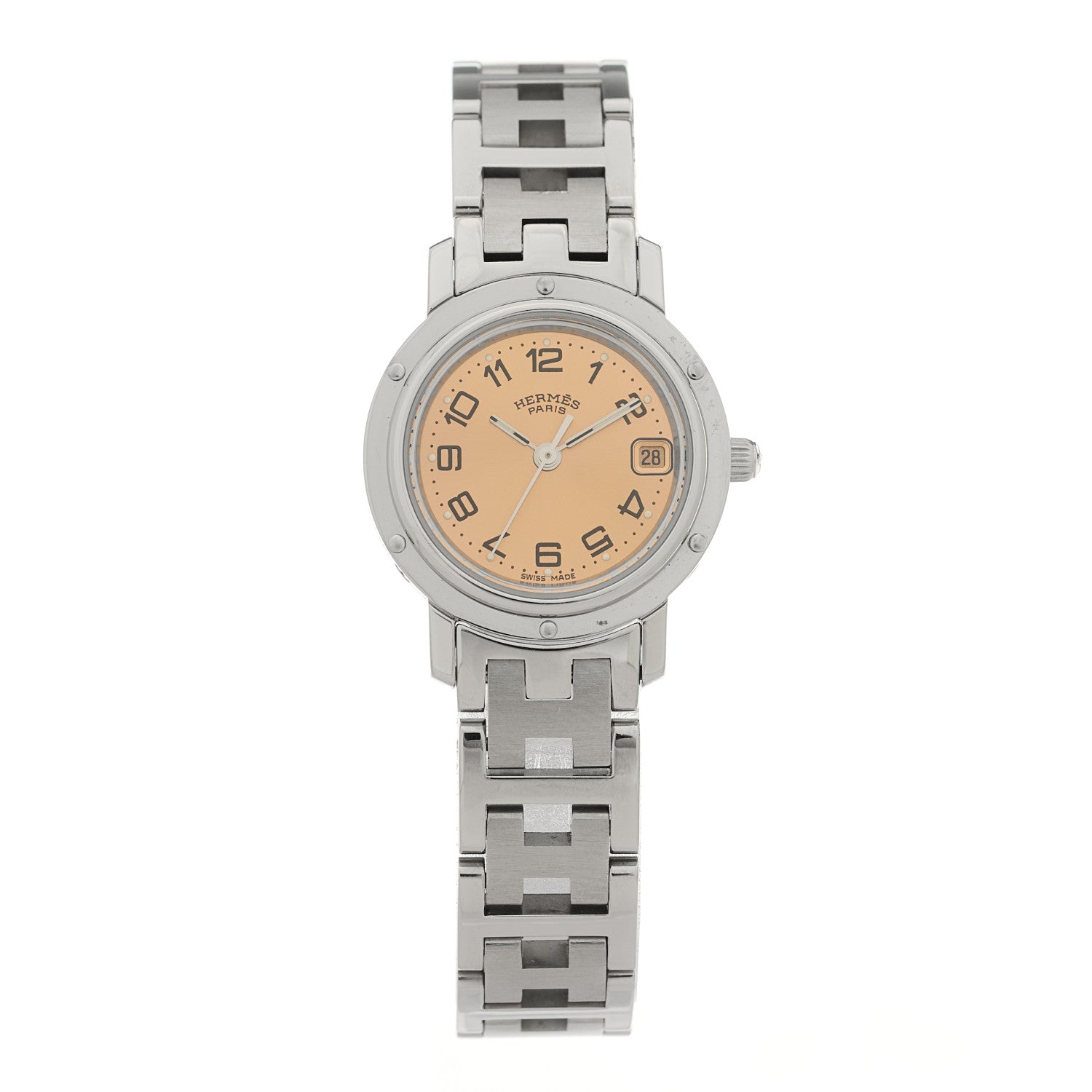 Hermes Stainless Steel 24mm Clipper Quartz Watch Pink 1 of 4