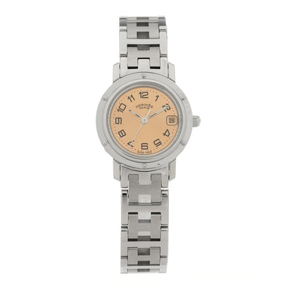 Hermes Stainless Steel 24mm Clipper Quartz Watch Pink 1 of 4