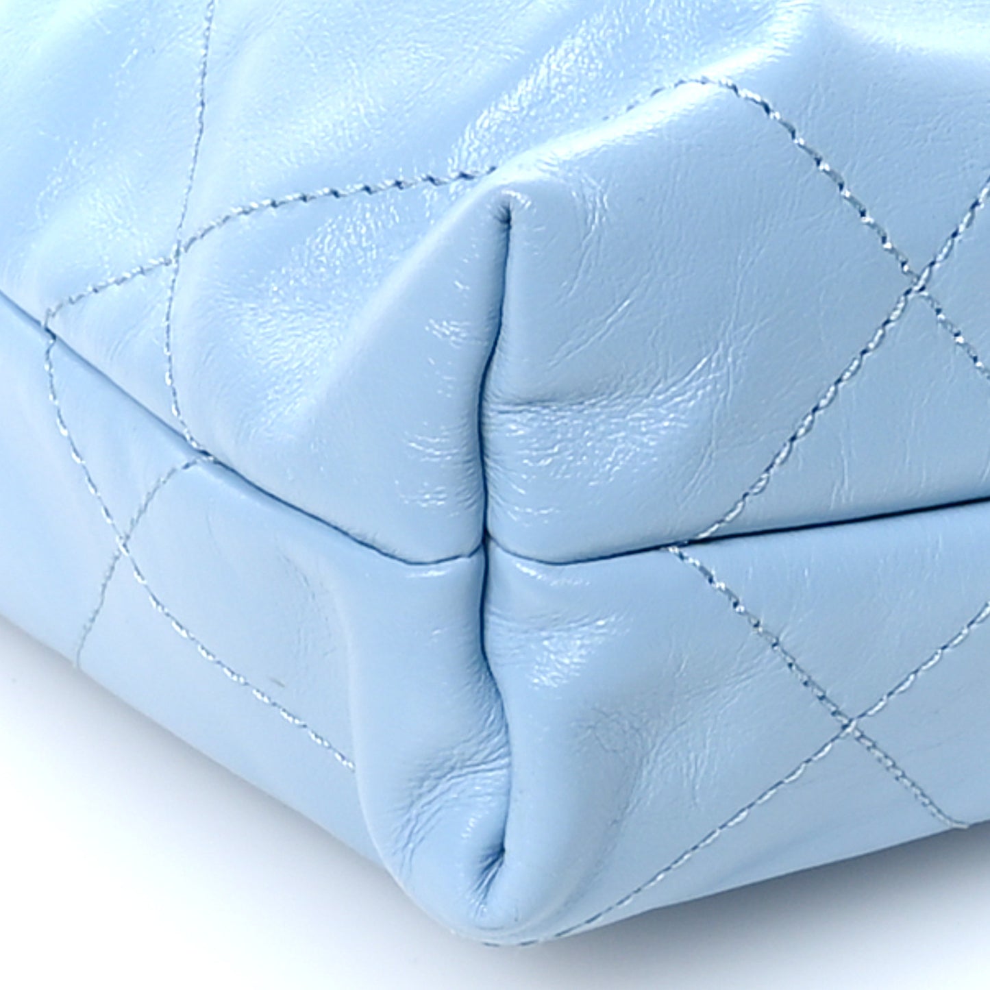 Shiny Calfskin Quilted Mini Chanel 22 Light Blue