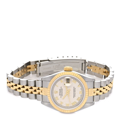 Rolex Stainless Steel 18K Yellow Gold 26mm Oyster Perpetual Datejust Watch White Roman 79173 2 of 4