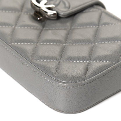 Chanel Grained Calfskin Quilted CC Box Clutch With Chain Grey 11 of 12