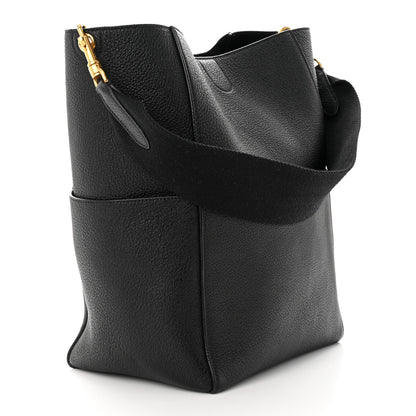 Celine Soft Grained Calfskin Sangle Bucket Bag Black 3 of 10
