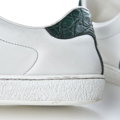 Gucci Calfskin Crocodile Web Mens Ace Sneakers 8.5 White Green 16 of 19