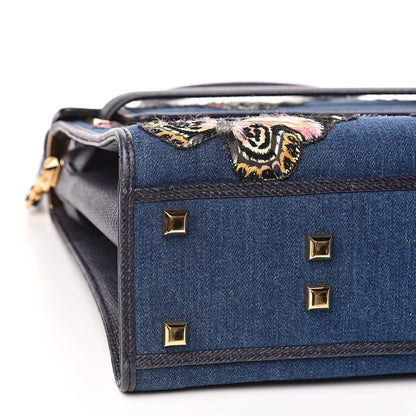 Valentino Garavani Denim Butterfly Embroidered My Rockstud Frame Bag Light Denim Multicolor 8 of 10