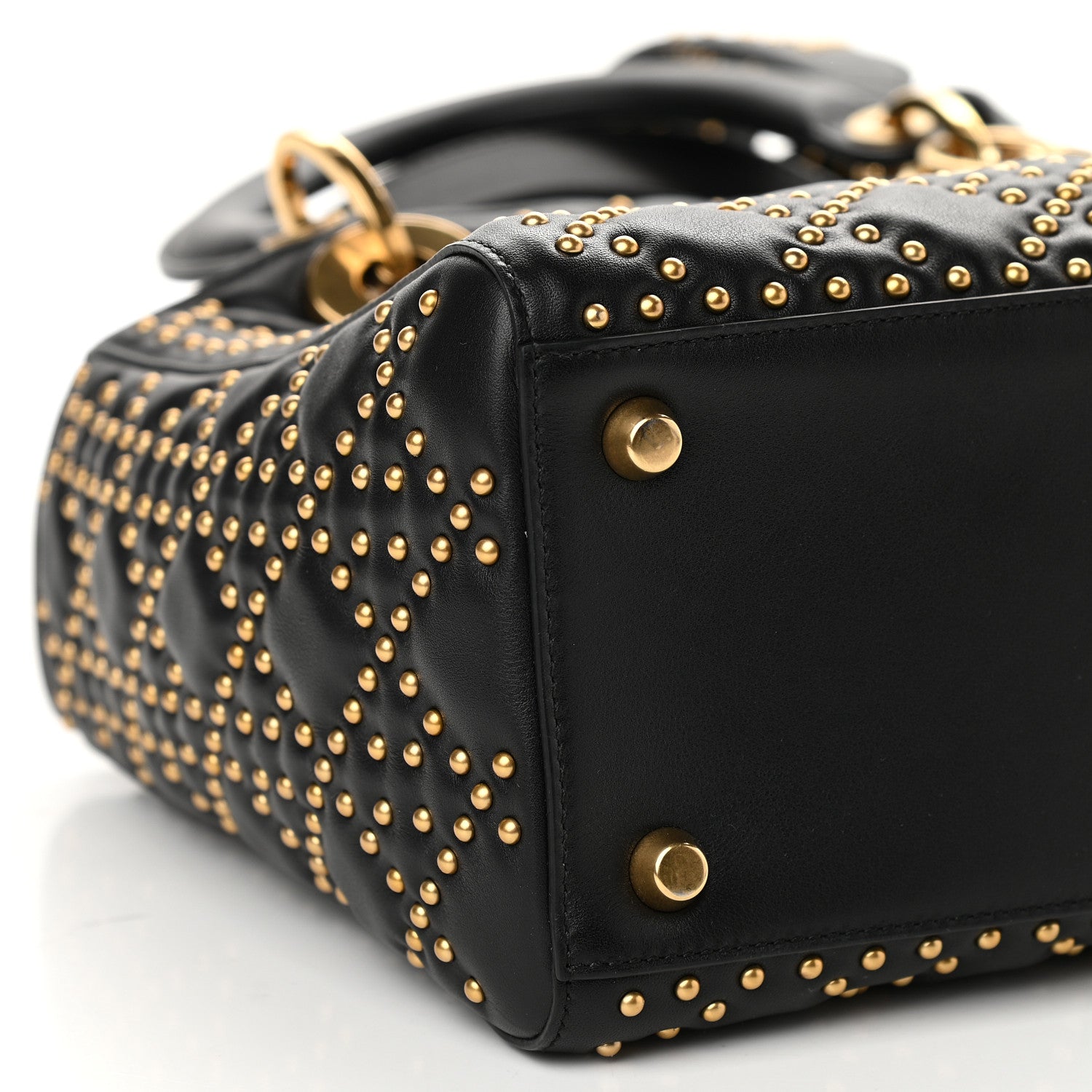 Christian Dior Calfskin Cannage Studded Medium Supple Lady Dior Black 8 of 10